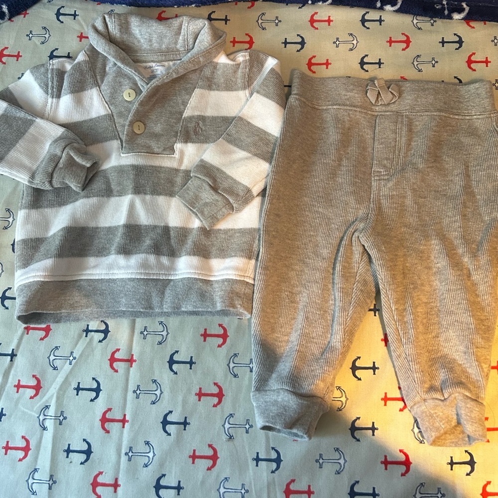 Ralph Lauren Polo boys Shawl neck sweater sweatsuit Sz 6mns Excellent condition